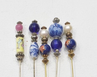 Stick Pins 5 Assorted Beaded Pins