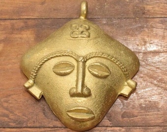 Pendant African Brass Baule Mask Pendant