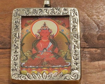Pendant Tibetan Silver Goddess Tangka Amulet Pendant Nepal