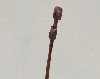 African Baule Wood Figure Stridulator Instrument Mali