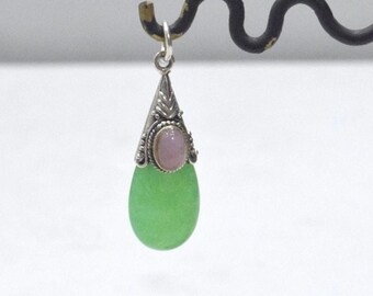 Chinese Jadeite Rose Quartz Pendant