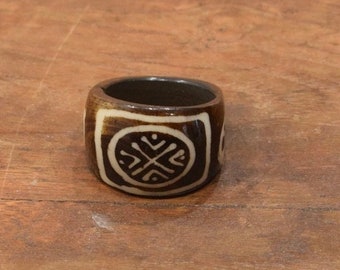 Ring African Batik Bone Band Ring