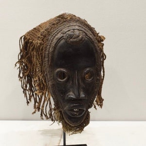 African Old Dan Fiber Burnished Wood Mask Liberia