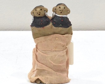 African Painted Clay Double Female Fertility Doll Samburu Kenya