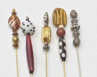 Stick Pins 5 Assorted Beaded Pins