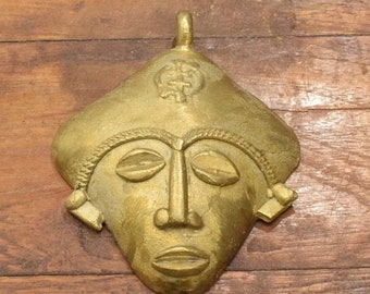 Pendant African Brass Baule Mask Pendant