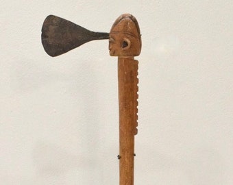 African Lobi Ceremonial Wood Head Axe Burkina Faso