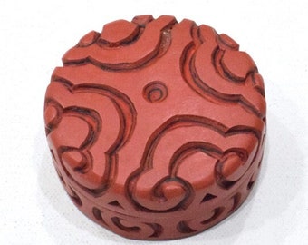 Chinese Cinnabar Lacquered Carved Cloud Box
