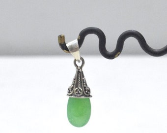 Chinese Silver Green Jadeite Pendant