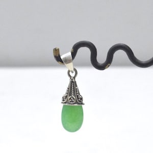 Chinese Silver Green Jadeite Pendant