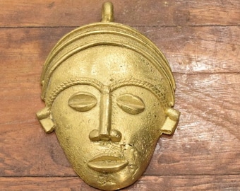 Pendant African Brass Baule Mask Pendant