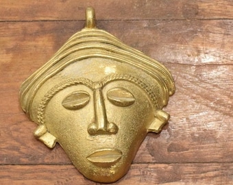 Pendant African Brass Baule Mask Pendant