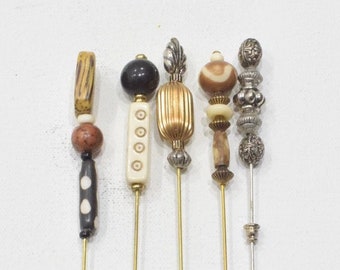 Stick Pins 5 Assorted Beaded Pins