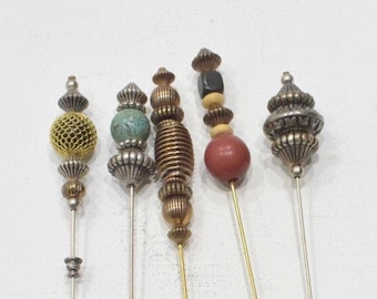 Stick Pins 5 Assorted Beaded Pins