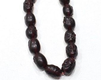 Beads Red Faux Amber Buddha Beads