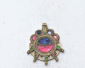 Middle Eastern Silver Kuchi Glass Pendant