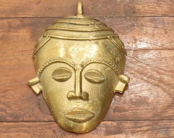 Pendant African Brass Baule Mask Pendant