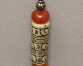 Indonesian Bone Amber Resin Pendant Necklace