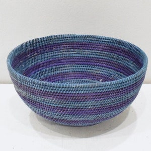 African Lesotho Blue Red Natural Woven Basket South Africa
