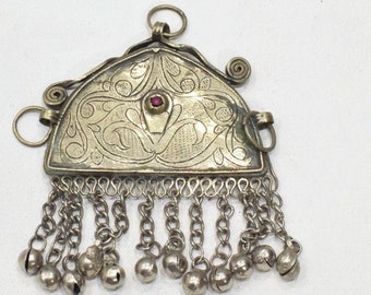 Silver Kashmir Incised Pendant Himalayas