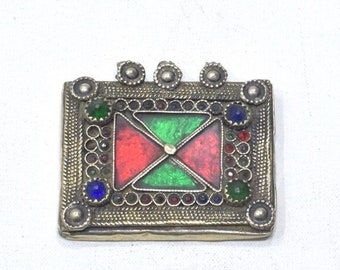 Middle Eastern Silver Kuchi Glass Pendant