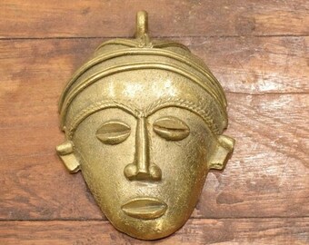 Pendant African Brass Baule Mask Pendant