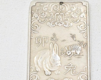 Chinese Zodiac Silver Rabbit Amulet