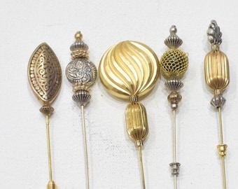 Stick Pins 5 Assorted Beaded Pins