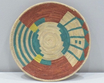 African Basket Botswana Natural Colors South Africa Woven Palm Food Basket