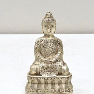Silver Etched Buddha Statue