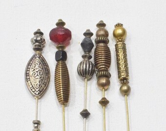 Stick Pins 5 Assorted Beaded Pins