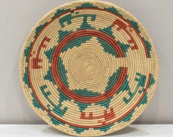 African Basket Botswana Natural Colors South Africa Woven Palm Food Basket