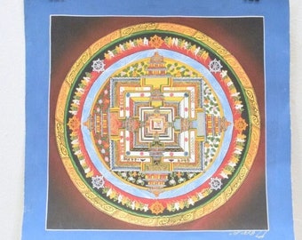 Tibetan Thangka Silk Hand Painted Buddhist Deity Mandala