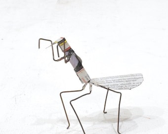 African Folk Art Toy Praying Mantis Recycled Tin Can