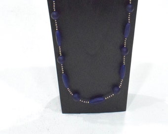 Blue Matte Czech Glass Necklace