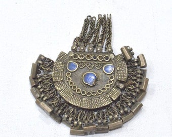 Middle Eastern Silver Kuchi Blue Lapis Pendant