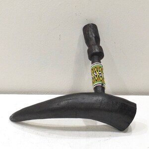 African Zulu Beaded Cow Horn Pipe South African