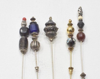 Stick Pins 5 Assorted Beaded Pins