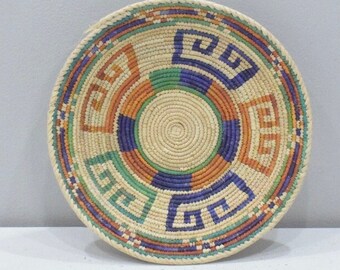 African Basket Botswana Natural Colors South Africa Woven Palm Food Basket