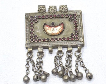Middle Eastern Silver Kuchi Glass Pendant