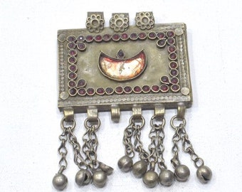 Middle Eastern Silver Kuchi Glass Pendant