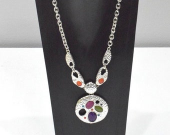 Silver Jewel Tone Pendant Necklace