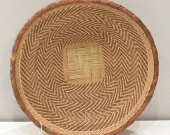 African Tonga Grass Woven Basket Zimbabwe