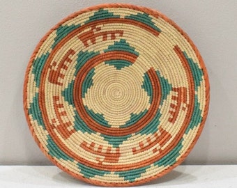 African Basket Botswana Natural Colors South Africa Woven Palm Food Basket