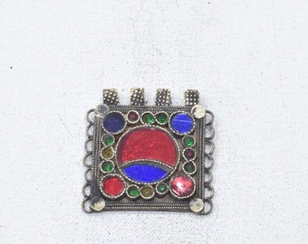 Middle Eastern Silver Kuchi Glass Pendant