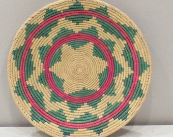 African Basket Botswana Natural Colors South Africa Woven Palm Food Basket