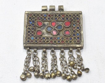 Middle Eastern Silver Kuchi Glass Pendant