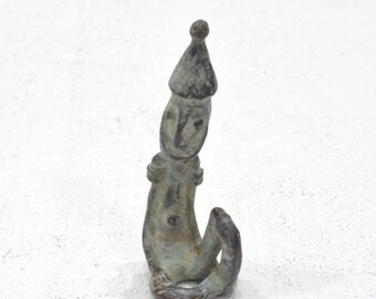 African Ashanti Bronze Sitting Man Statue Weight Ghana