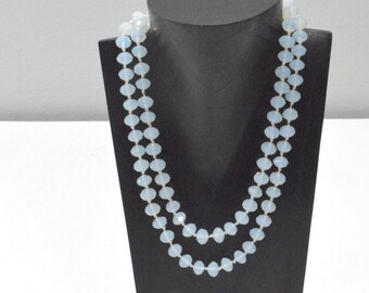 Necklace Czechoslovakian White Opal Crystal Beads