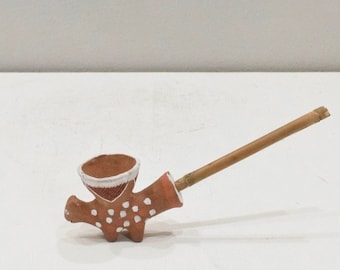 African Tonga Painted Clay Pipe